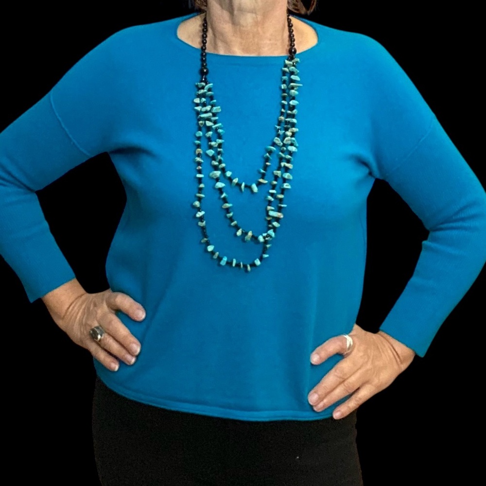 Turquoise wool cashmere blend sweater EUC size S/M